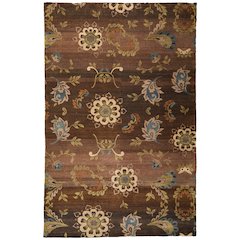 Amzad Transitional Floral & Botanical, Brown/Tan/Green, 7'-9" x 9'-9" Area Rug