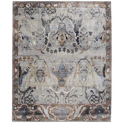 Melrose Transitional Ikat, Ivory/Red/Gray, 6'-7" x 9'-6" Area Rug