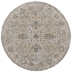 Celene Traditional Bordered, Ivory/Tan/Gray, 7'-9" x 7'-9" Round Rug