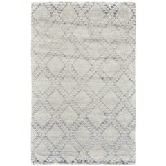 Abytha Diamond Hand Knot Wool Rug, Ivory/Blue/Gray, 2ft x 3ft Accent Rug, 7316458FICE000P00