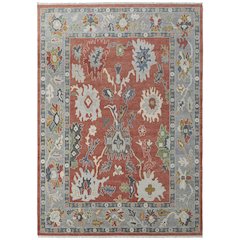 Karina Transitional Floral & Botanical, Red/Gray/Ivory, 7'-9" x 9'-9" Area Rug