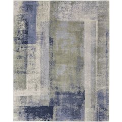 Clio Modern Abstract, Blue/Green/Ivory, 9' x 12' Area Rug
