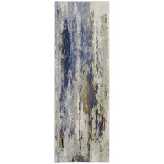 Clio Modern Abstract, Blue/Orange/Ivory, 2'-9" x 7'-10" RUNNER Runner