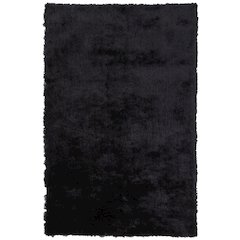 Indochine Plush Shag Rug with Metallic Sheen, Noir Black, 3ft-6in x 5ft-6in, 4944550FBLK000C50