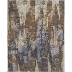 Clio Modern Abstract, Brown/Blue/Ivory, 7'-9" x 10' Area Rug