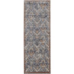 Kaia Transitional Floral & Botanical, Blue/Orange/Ivory, 2'-6" x 12' Runner