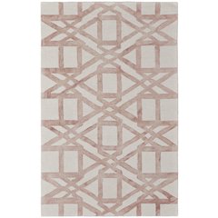 Lorrain Geometric Patterned Wool Rug, Blush Pink, 3ft-6in x 5ft-6in Accent Rug, 6108571FBLH000C50