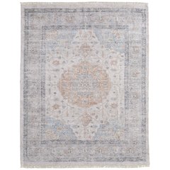 Caldwell Transitional Medallion, Ivory/Blue/Orange, 7'-6" x 9'-6" Area Rug