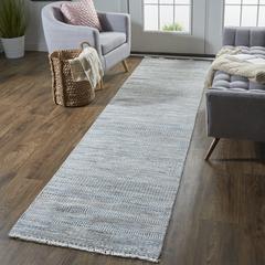 Janson Classic Striped Rug, Warm Gray/Bright Blue, 2ft - 6in x 10ft, Runner, I92I6064BLU000I10