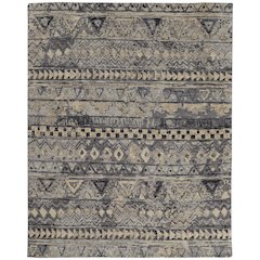 Palomar Luxe Hand Knot Abstract Area RugGray/Denim Blue, 7x9in x 9x9in, PAL6630FGRYBLUF99