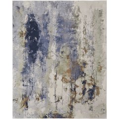 Clio Modern Abstract, Blue/Orange/Ivory, 7'-9" x 10' Area Rug