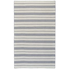 Duprine Transitional Stripes, White/Ivory/Blue, 10' x 14' Area Rug