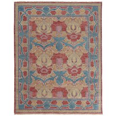 Beall Luxe Wool Arts and Crafts Rug, Swedish Blue, 3ft-6in x 5ft-6in Accent Rug, BEA6633FMLT000C50