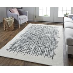 Maddox Modern Tufted Architectural Rug, Ivory/Graphite Gray, 3ft-6in x 5ft-6in, MDX8630FIVYCHLC50