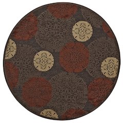 Saphir Transitional Polka Dots, Taupe/Red/Tan, 7'-6" x 7'-6" Round Rug