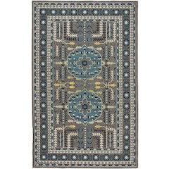 Foster Vinatge Style Kilim Rug, Dark Gray/Capri Blue, 10ft x 13ft-2in Area Rug, FST3754FGRYBLUH13