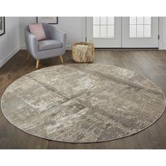 Frida Distressed Abstract Watercolor Area Rug, Latte Tan/Gray, 7ft-9in x 7ft-9in, PRK3701FIVYGRYN97