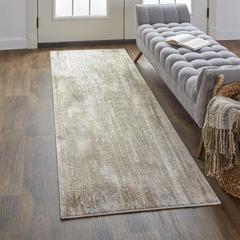 Frida Distressed Abstract Prismatic Rug, Ivory/Warm Brown, 2ft-6in x 8ft, Runner, PRK3705FIVYGRYI68