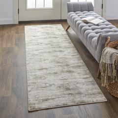 Frida Distressed Abstract Prismatic Rug, Ivory/Gray/Brown, 2ft-6in x 8ft, Runner, PRK3719FSLVBGEI68