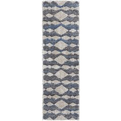 Mynka Transitional Diamond, Ivory/Gray/Blue, 2'-6" x 8' Runner