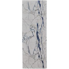 Indio Modern Abstract, Ivory/Blue/Black, 2'-10" x 7'-10" Runner