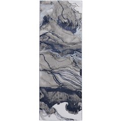 Gaspar Modern Abstract, Blue/Gray/Ivory, 2'-10" x 8' Runner