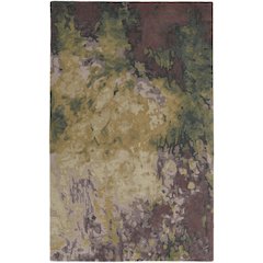 Amira Modern Watercolor Rug, Eggplant/Lodon Green/Gold, 9ft x 12ft Area Rug, AMI8633FPURGRNG00