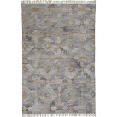 Beckett Eco Moroccan Ornamental Mosaic Rug, Blue/Tan/Brown, 5ft x 8ft Area Rug, 8900818FGRYMLTE10