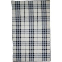 Crosby Eco-Friendly PET Dhurrie, Ivory/Sky Blue/Black, 5ft x 8ft Area Rug, 8830565FIVYCHLE10