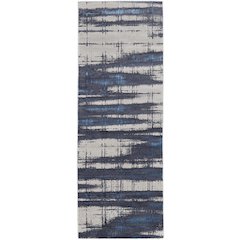 Indio Modern Abstract, Ivory/Blue/Gray, 2'-10" x 7'-10" Runner