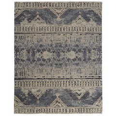 Palomar Luxe Hand Knot Abstract Area Rug, Denim Blue, 9x6in x 13x6in, PAL6572FBLU000H50