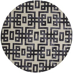 Lorrain Tufted Greek Key Wool Rug, Noir Black, 10ft x 10ft Round, 6108568FNOR000N95