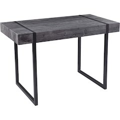 Harkriven Small Space Desk - Transitional Design, Black Iron and Wood
