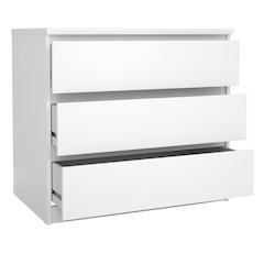 Scottsdale 3 Drawer Chest, White High Gloss