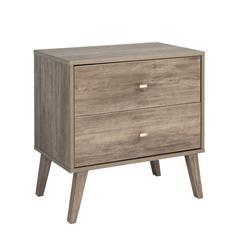 Milo Mid Century Modern  2-drawer Nightstand, Drifted Gray
