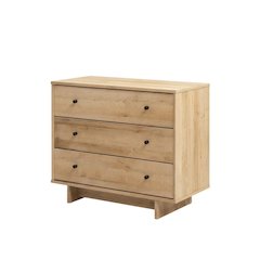 Oak Nightstand with 3 Drawers and Modern Design