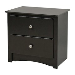 Black Sonoma Nightstand with 2 Drawers and Modern Design