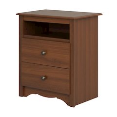 Cherry Monterey Tall Nightstand with Open Shelf and Dual Drawers