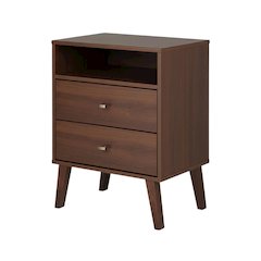 Cherry 2-Drawer Nightstand with Open Shelf and Modern Design