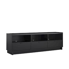 Modern TV Stand Black Engineered Wood Storage Cabinet with Shelves