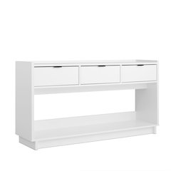 Simply Modern Entryway Console Table White Engineered Wood with 3 Drawers
