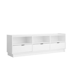 White TV Stand with Storage Cabinet and Shelves in Engineered Wood