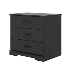 Black Nightstand for Bedroom with 3 Drawers and Farmhouse Style