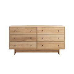 Finnley 6-Drawer Dresser in Natural Oak, Dresser for Bedroom, Living Room