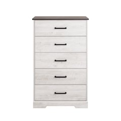 Rustic Ridge Washed White 5 Drawer 18.5"D x 27.5"W x 43.5"H Dresser