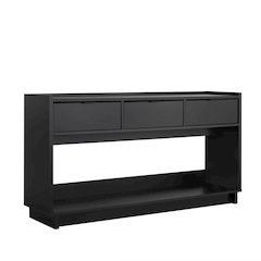 Simply Modern Entryway Console Table Black Engineered Wood with 3 Drawers