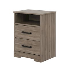 Brown Nightstand Bedside Table with Farmhouse Style and Laminate Finish