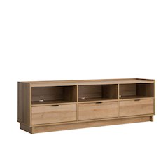 Laminate Oak TV Stand with Storage Shelves and Modern Design