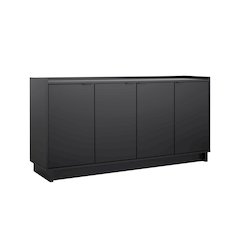 Simply Modern 4-Door Console Table Black Engineered Wood Sideboard