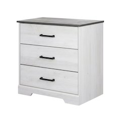 White Nightstand Bedside Table with Farmhouse Style and Laminate Finish